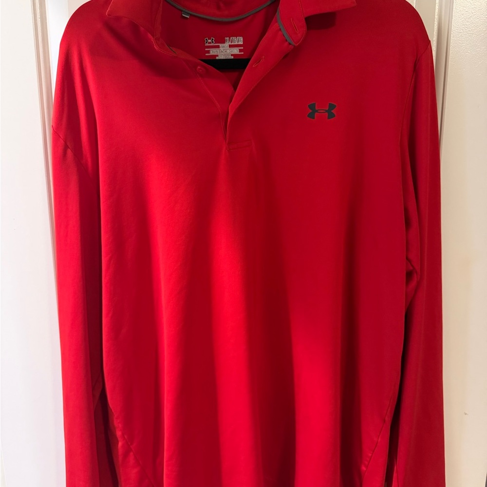 Under Armour Red Long Sleeve Polo